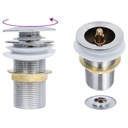 vidaXL Push Drain without Overflow Function Chrome Wash Basin Tap Pop-up Valve