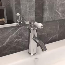 vidaXL Bathroom Basin Faucet Chromed Finish Sink Bath Washbasin Tap Mixer