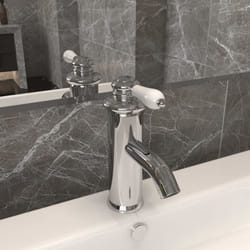 vidaXL Bathroom Basin Faucet Chromed Finish Sink Bath Washbasin Tap Mixer
