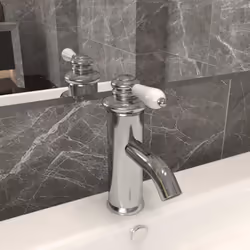 vidaXL Bathroom Basin Faucet Silver Sink Bath Washbasin Tap Plumping Fixture