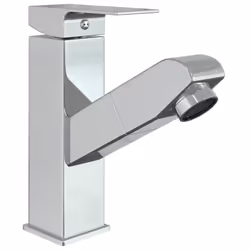 vidaXL Bathroom Basin Faucet with Pull-out Function Chromed Finish Sink Bath