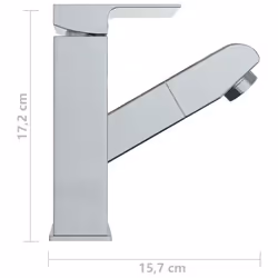 vidaXL Bathroom Basin Faucet with Pull-out Function Chromed Finish Sink Bath - Additional view 4
