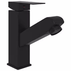 vidaXL Bathroom Basin Faucet with Pull-out Function Black Sink Washbasin Tap