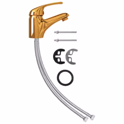 vidaXL Basin Mixer Tap Gold Bathroom Sink Faucet Plumbing Fixture Water Hose