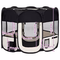 vidaXL Foldable Dog Playpen with Carrying Bag Black 90x90x58 cm Pet Run Cage - Additional view 3