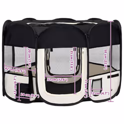 vidaXL Foldable Dog Playpen with Carrying Bag Black 110x110x58 cm Pet Run Cage - Additional view 3