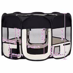 vidaXL Foldable Dog Playpen with Carrying Bag Black 125x125x61 cm Pet Run Cage - Additional view 3