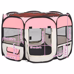vidaXL Foldable Dog Playpen with Carrying Bag Pink 90x90x58 cm Pet Run Cage - Additional view 3