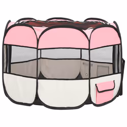 vidaXL Foldable Dog Playpen with Carrying Bag Pink 90x90x58 cm Pet Run Cage - Additional view 4