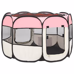vidaXL Foldable Dog Playpen with Carrying Bag Pink 90x90x58 cm Pet Run Cage - Additional view 5
