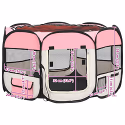 vidaXL Foldable Dog Playpen with Carrying Bag Pink 110x110x58 cm Pet Run Cage - Additional view 3