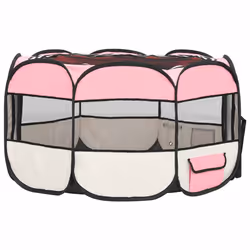 vidaXL Foldable Dog Playpen with Carrying Bag Pink 110x110x58 cm Pet Run Cage - Additional view 4