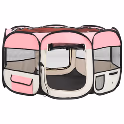 vidaXL Foldable Dog Playpen with Carrying Bag Pink 125x125x61 cm Pet Run Cage - Additional view 2