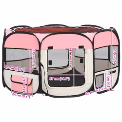 vidaXL Foldable Dog Playpen with Carrying Bag Pink 125x125x61 cm Pet Run Cage - Additional view 3