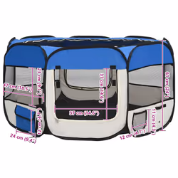 vidaXL Foldable Dog Playpen with Carrying Bag Blue 125x125x61 cm Pet Run Cage - Additional view 3