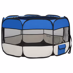 vidaXL Foldable Dog Playpen with Carrying Bag Blue 125x125x61 cm Pet Run Cage - Additional view 4