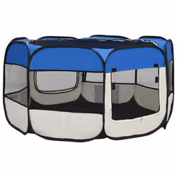 vidaXL Foldable Dog Playpen with Carrying Bag Blue 125x125x61 cm Pet Run Cage - Additional view 5