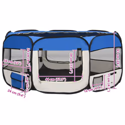 vidaXL Foldable Dog Playpen with Carrying Bag Blue 145x145x61 cm Pet Run Cage - Additional view 3