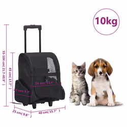 vidaXL Foldable Multipurpose Pet Trolley Black Cat Dog Crate Carrier Stroller - Additional view 5