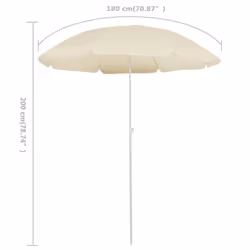 vidaXL Garden Parasol with Steel Pole Sunshade Outdoor Umbrella Canopy Sand - Additional view 4