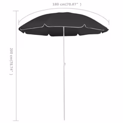 vidaXL Garden Parasol with Steel Pole Sunshade Outdoor Umbrella Anthracite - Additional view 4