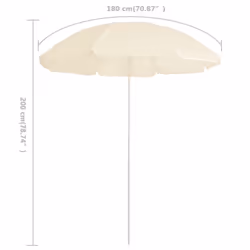 vidaXL Garden Parasol with Steel Pole Sunshade Outdoor Umbrella Canopy Sand - Additional view 4