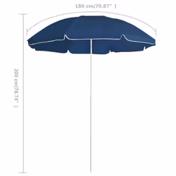 vidaXL Garden Parasol with Steel Pole Sunshade Outdoor Umbrella Canopy Blue - Additional view 4