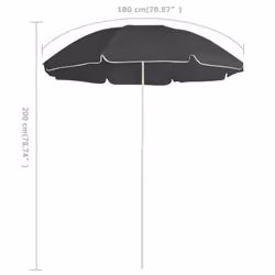 vidaXL Garden Parasol with Steel Pole Sunshade Outdoor Umbrella Anthracite - Additional view 4