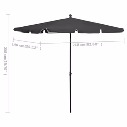 vidaXL Garden Parasol with Pole Sunshade Outdoor Umbrella Canopy Anthracite - Additional view 5