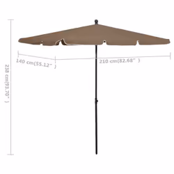 vidaXL Garden Parasol Sunshade Outdoor Umbrella Patio Canopy with Pole Taupe - Additional view 5