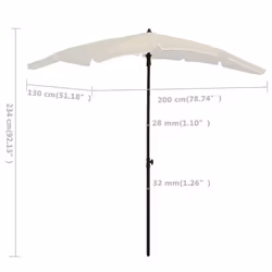 vidaXL Garden Parasol Sunshade Outdoor Umbrella Patio Canopy with Pole Sand - Additional view 5