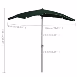vidaXL Garden Parasol Sunshade Outdoor Umbrella Patio Canopy with Pole Green - Additional view 5
