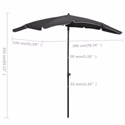 vidaXL Garden Parasol with Pole Sunshade Outdoor Umbrella Canopy Anthracite - Additional view 5