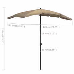 vidaXL Garden Parasol Sunshade Outdoor Umbrella Patio Canopy with Pole Taupe - Additional view 5