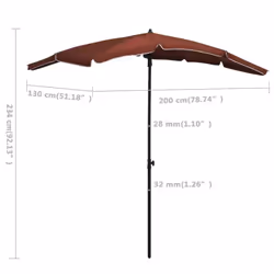 vidaXL Garden Parasol with Pole Sunshade Outdoor Umbrella Canopy Terracotta - Additional view 5