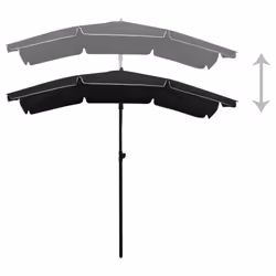 vidaXL Garden Parasol Sunshade Outdoor Umbrella Patio Canopy with Pole Black - Additional view 4