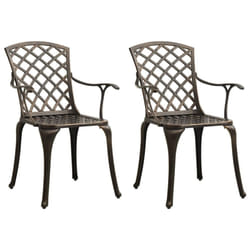 vidaXL 2x Garden Chairs Cast Aluminium Bronze Outdoor Patio Dining Dinner Seat
