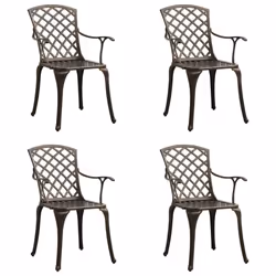 vidaXL 4x Garden Chairs Cast Aluminium Bronze Outdoor Patio Dinner Seating
