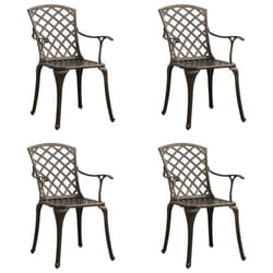 vidaXL 4x Garden Chairs Cast Aluminium Bronze Outdoor Patio Dinner Seating