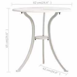 vidaXL Garden Table White Cast Aluminium Outdoor Dining Tea Coffee Desk Patio - Additional view 4