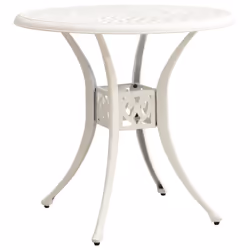 vidaXL Garden Table White Cast Aluminium Outdoor Dining Dinner Coffee Desk