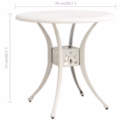 vidaXL Garden Table White Cast Aluminium Outdoor Dining Dinner Coffee Desk - Additional view 5