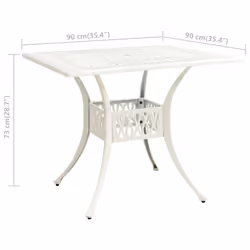vidaXL Garden Table White Cast Aluminium Outdoor Patio Dining Dinner Desk