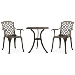 vidaXL Bistro Set 3 Piece Cast Aluminium Bronze Table and Chair Balcony Garden