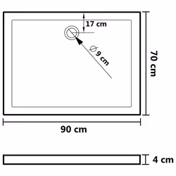 vidaXL Rectangular ABS Shower Base Tray Plumbing Fixture Hardware Shower Parts - Additional view 6