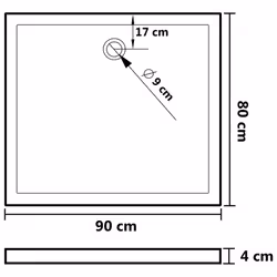 vidaXL Rectangular ABS Shower Base Tray White Bathroom Plumbing Shower Parts - Additional view 6