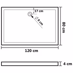 vidaXL Rectangular ABS Shower Base Tray White Bathroom Plumbing Shower Parts - Additional view 6