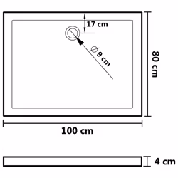 vidaXL Rectangular ABS Shower Base Tray Black Bathroom Plumbing Shower Parts - Additional view 6