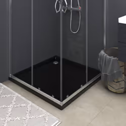 vidaXL Square ABS Shower Base Tray Black Bathroom Plumbing Shower Parts Set