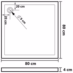 vidaXL Square ABS Shower Base Tray Black Bathroom Plumbing Shower Parts Set - Additional view 6